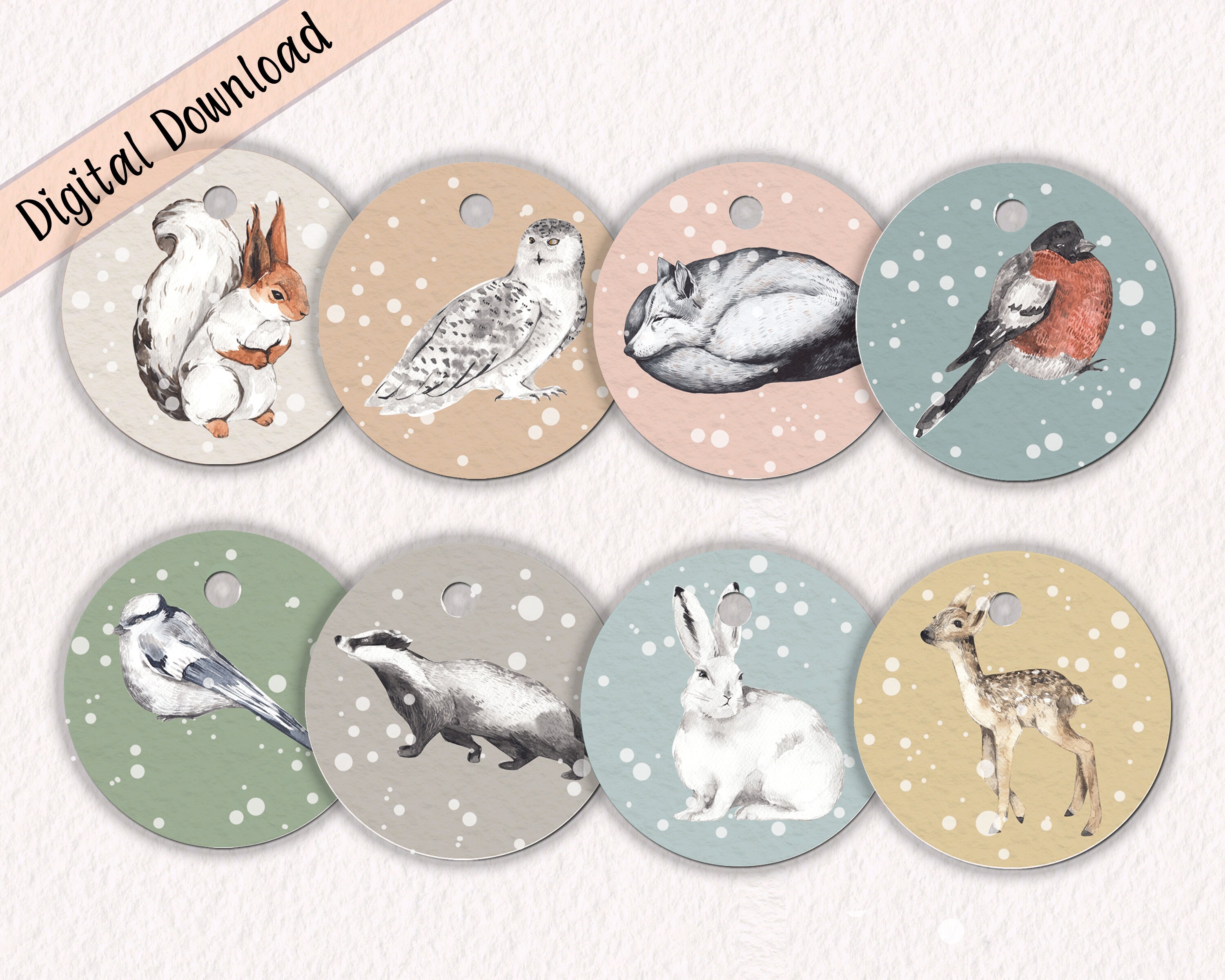 Christmas Gift Tags Printable / Christmas Animals Gift Tags / | Etsy