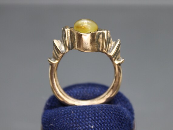 Ancient Medieval Ring with amber. Medieval jewelry