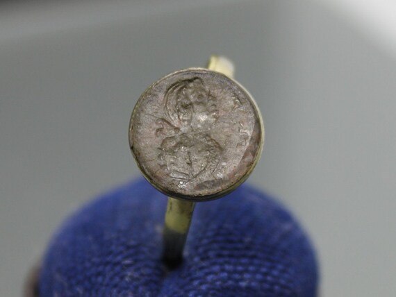 Ancient Medieval Signet Ring. Medieval jewelry. An