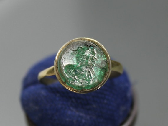 Ancient Medieval Signet Ring. Medieval jewelry. An