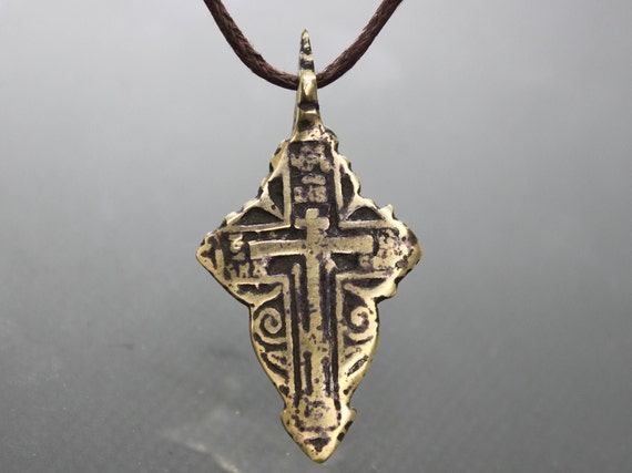 Ancient Medieval pendant with cross / Medieval art