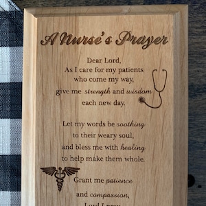 A Nurse's Prayer engraved plaque, Nurse Gift Idea, CNA Present, Nurse appreciation present