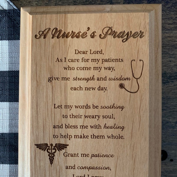 A Nurse's Prayer engraved plaque, Nurse Gift Idea, CNA Present, Nurse appreciation present