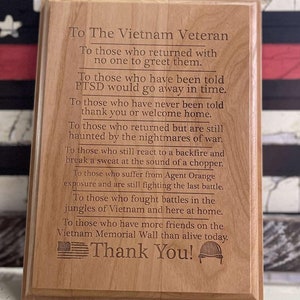 Vietnam Veteran Prayer Plaque Laser Engraved | Veteran prayer | military service memorial | Plaque |army| navy | airforce |marines