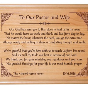 Pastor Appreciation Plaque Laser Engraved | Church  Plaque | Pastor gift | Plaque | Pastor Appreciation | Pastor wall decoration