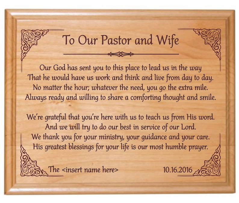 Pastor Appreciation Plaque Laser Engraved Church Plaque Etsy