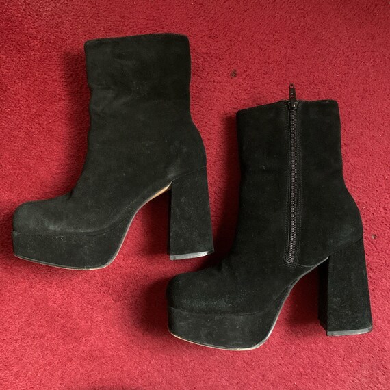 Vintage 90’s black real suede, platform boots.