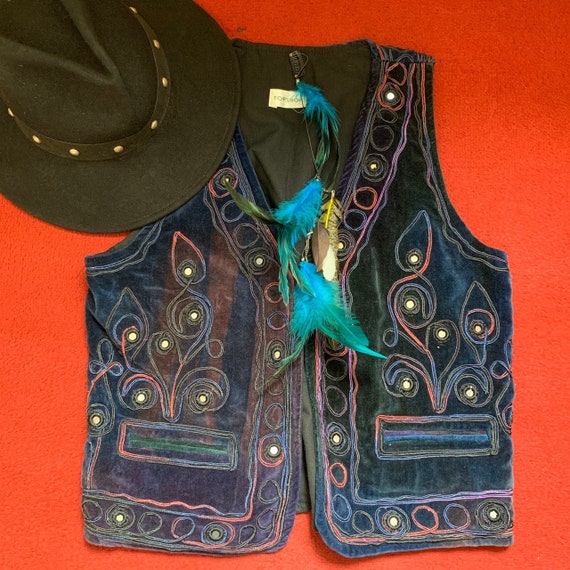 Rare vintage 1990’s velvet tie dye mirrored boho w