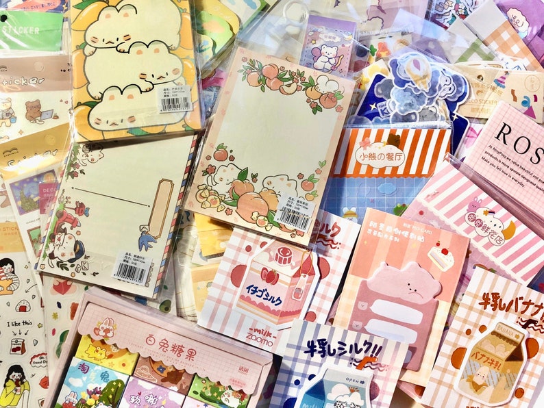 50 pc cute aesthetic mystery sticker and single memo sheets korean and japanese grab bag 