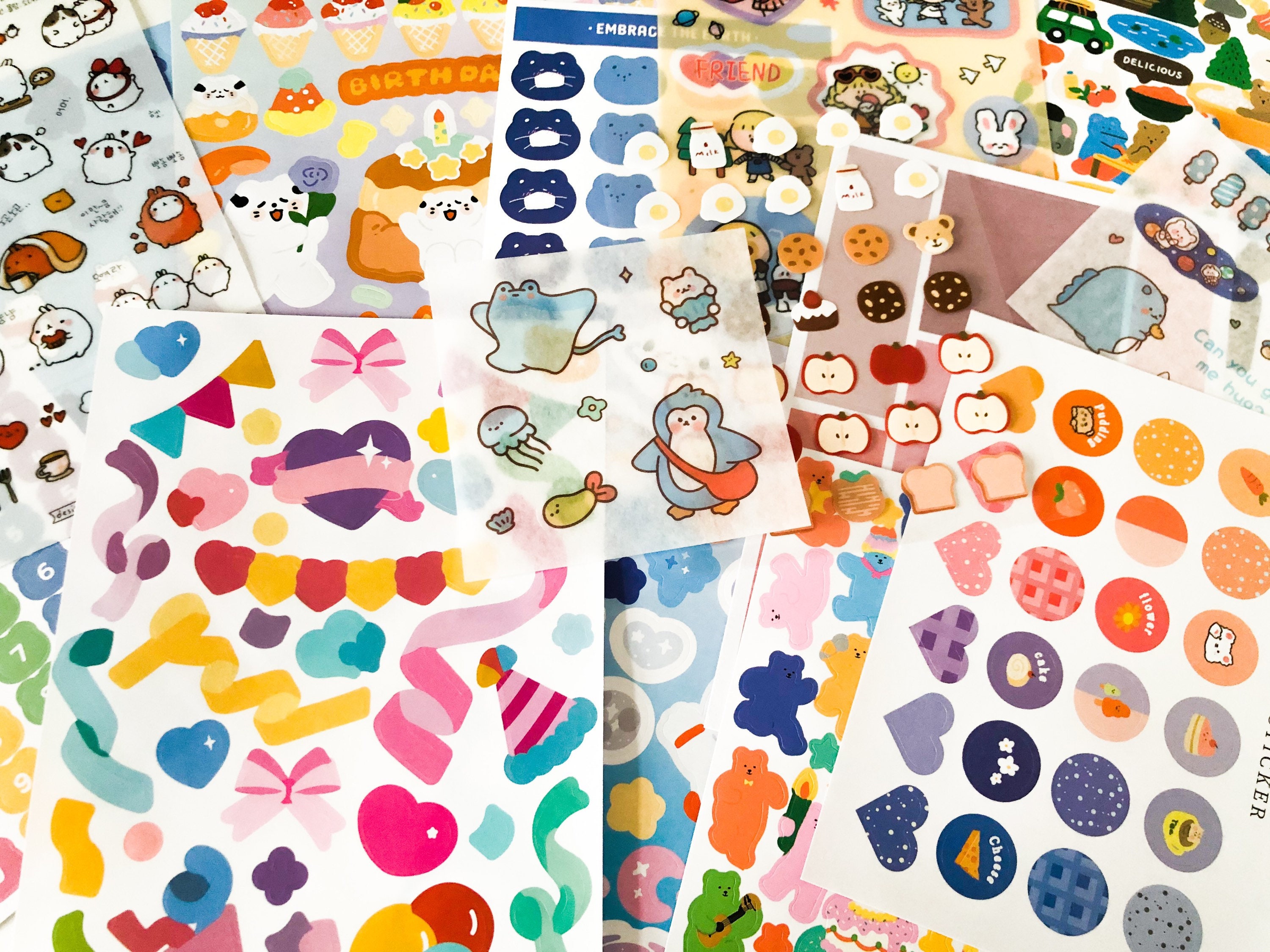 Set of 4 sticker sheets kawaii journal set grab bag | Etsy