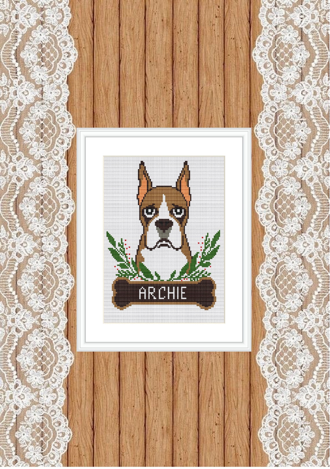 Boxer dog cross stitch pattern personalized counted cross Etsy