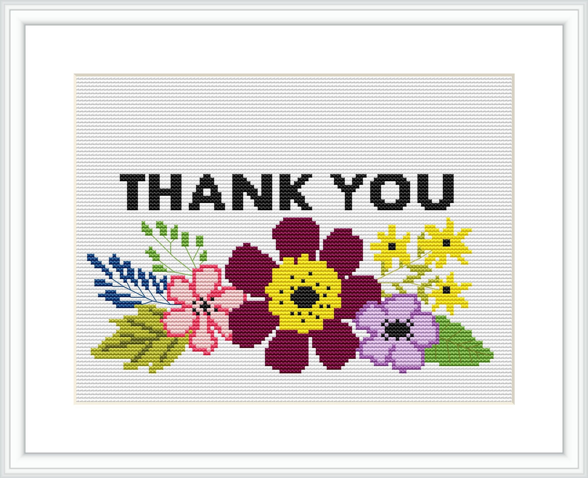 Thank you Cross Stitch Pattern easy counted cross stitch Etsy