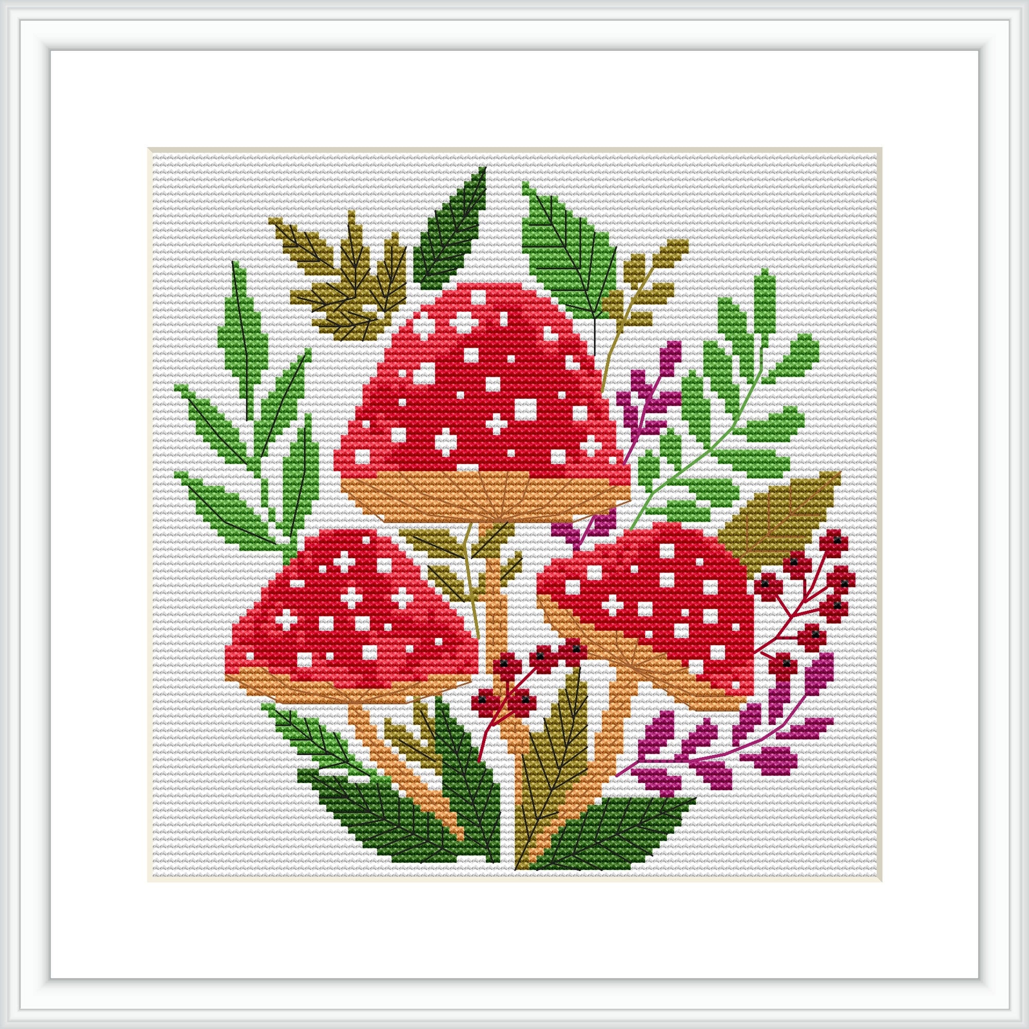 Autumn amanita mushrooms Cross Stitch Pattern red mushrooms | Etsy