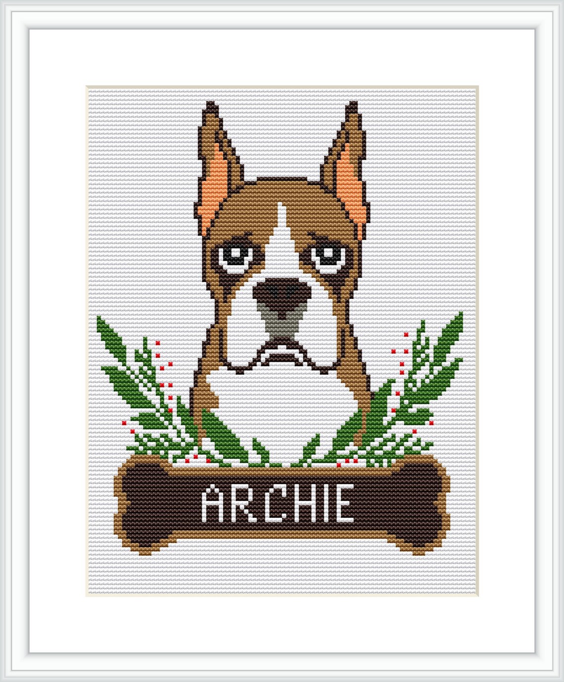 Boxer dog cross stitch pattern personalized counted cross Etsy