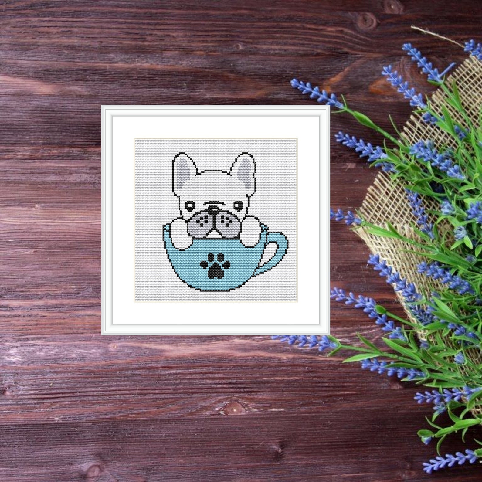 French Bulldog Cross Stitch Pattern easy counted cross stitch Etsy