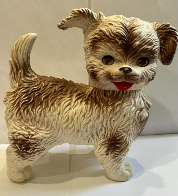 Vintage Edward Mobley Rubber 1960's Dog Squeaks Eyes Open & Close