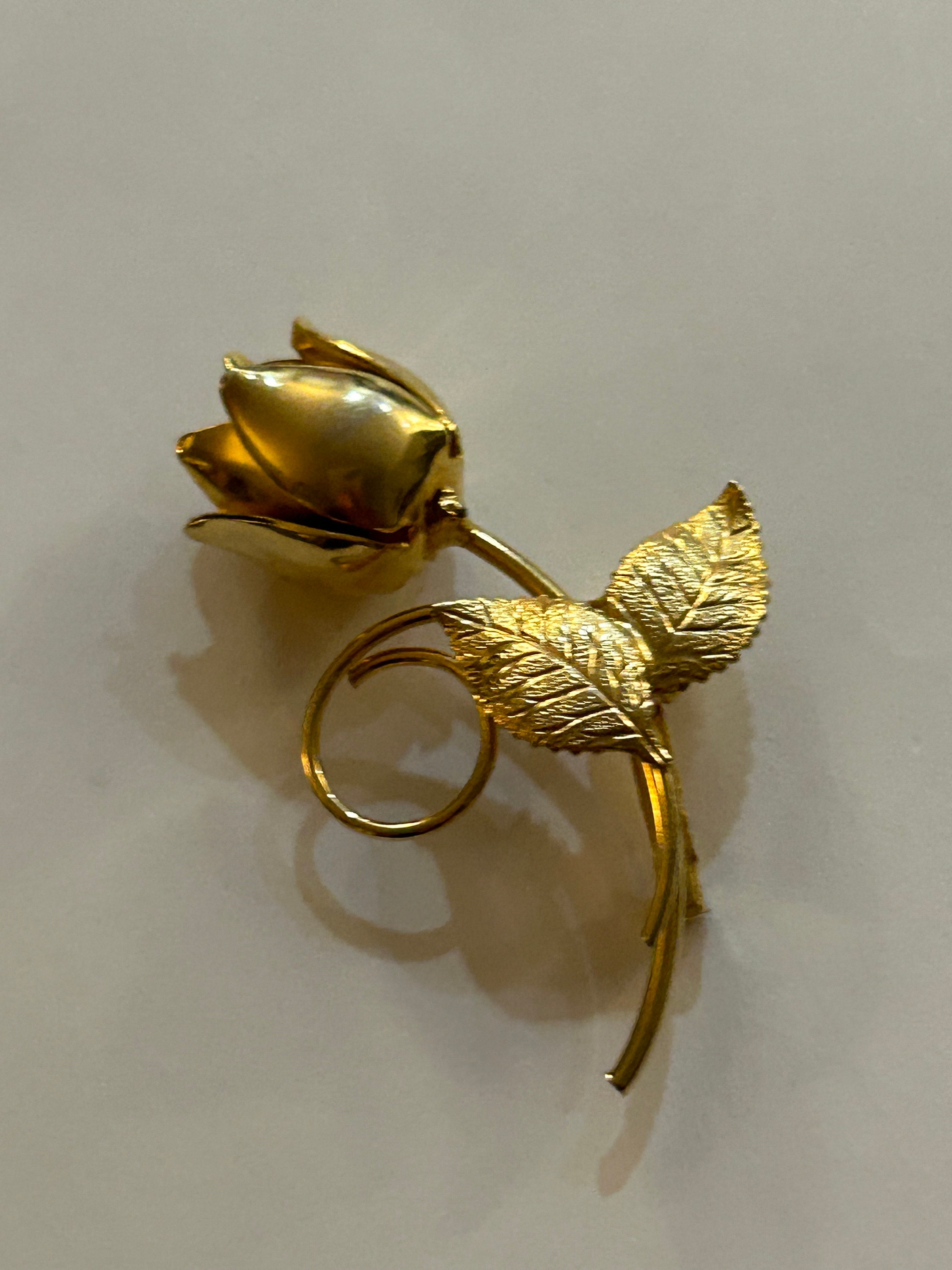 W.GERMANY製 ヴィンテージブローチゴールドフィリグリー flower Vintage Goldtone Tulip Flower Brooch Pin - Etsy