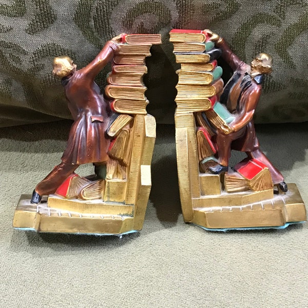 Vintage 1940’s Brass Book Ends Bookends