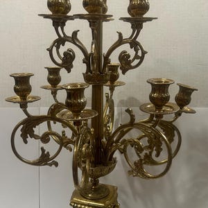 Vintage Ornate Footed 13 Candle Italian Brevettato Baroque Style Candelabra