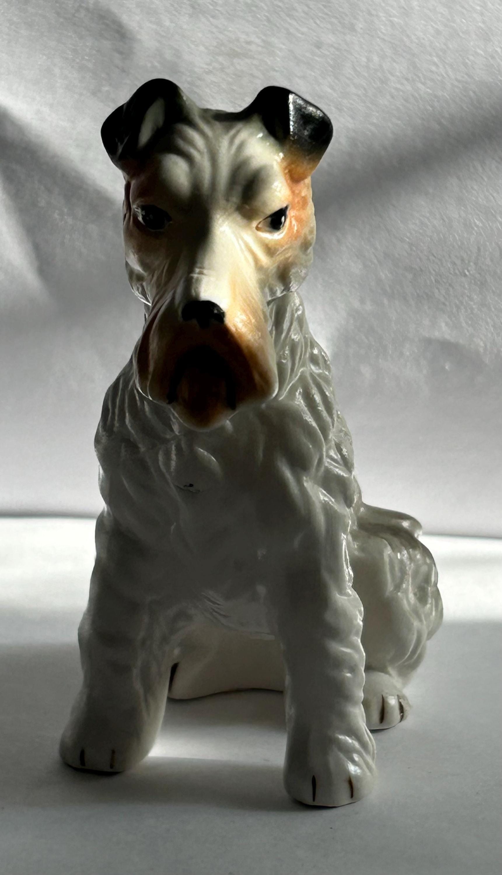 Vintage Ceramic Wire Fox Terrier Lefton 3.5” Figurine Schnauzer - Etsy