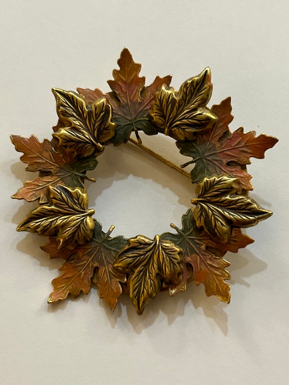 Vintage Fall Wreath Brooch Pin