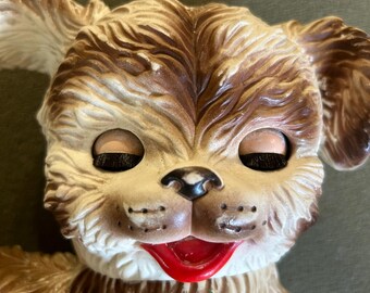 Vintage Edward Mobley Rubber 1960's Dog Squeaks Eyes Open & Close