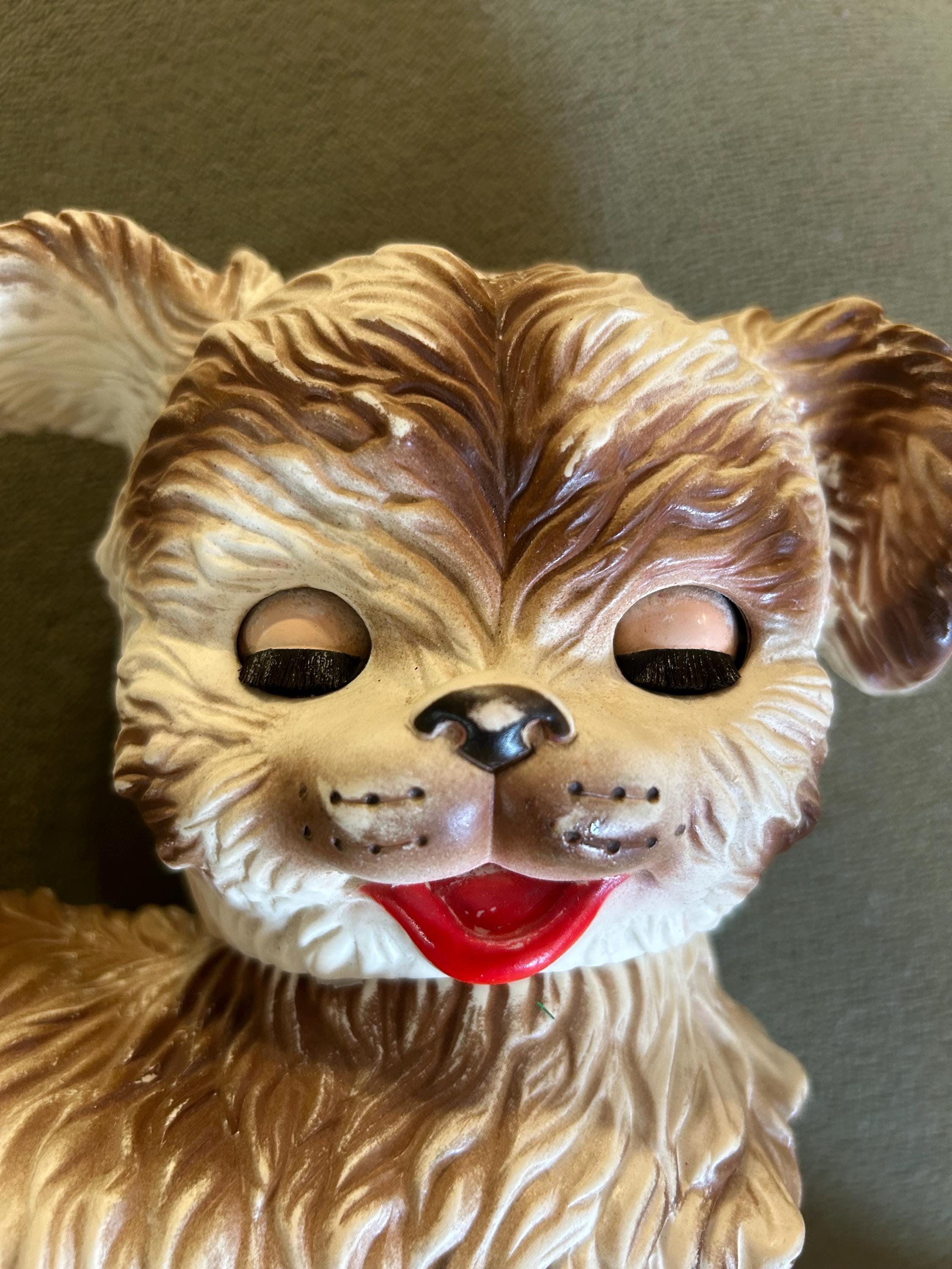 Vintage Edward Mobley Rubber 1960's Dog Squeaks Eyes Open & Close