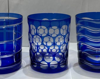 Cobalt Bormioli Rocco Blue Footed Tumblers / Bormioli Rocco Juice