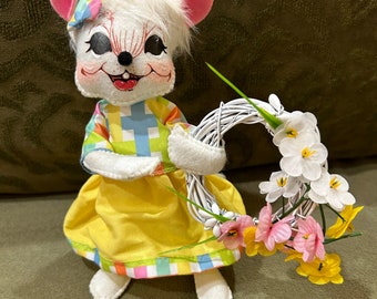 Vintage Annalee Spring White Mouse 8”
