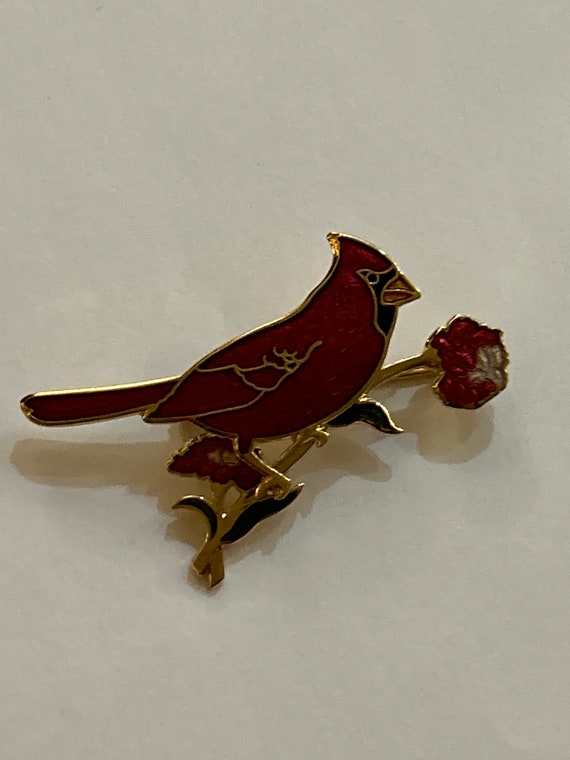 Vintage Red Cardinal Brooch Pin