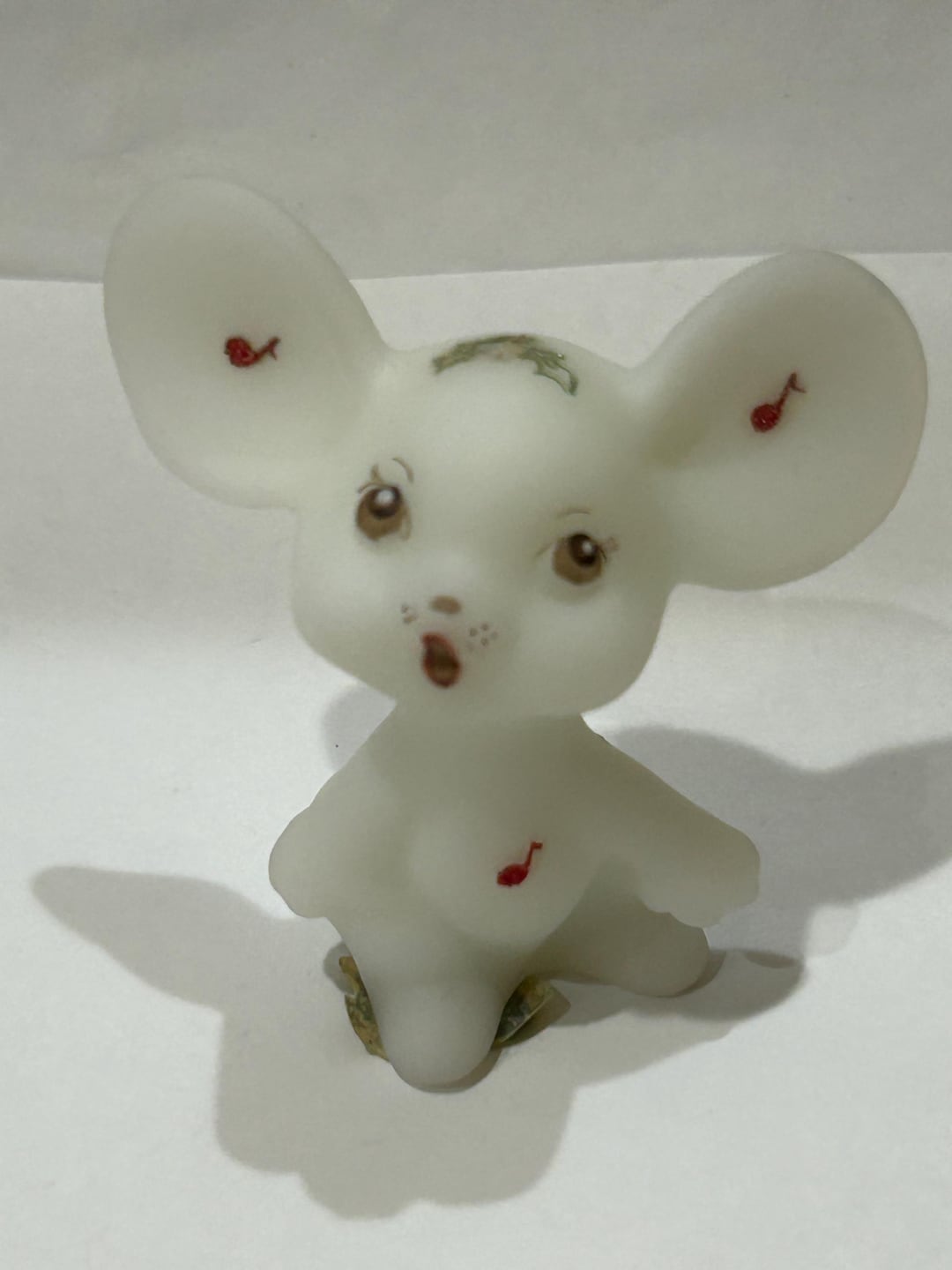 Vintage Signed Fenton Mouse Holly & Musical Notes 2.75” Tall - Etsy