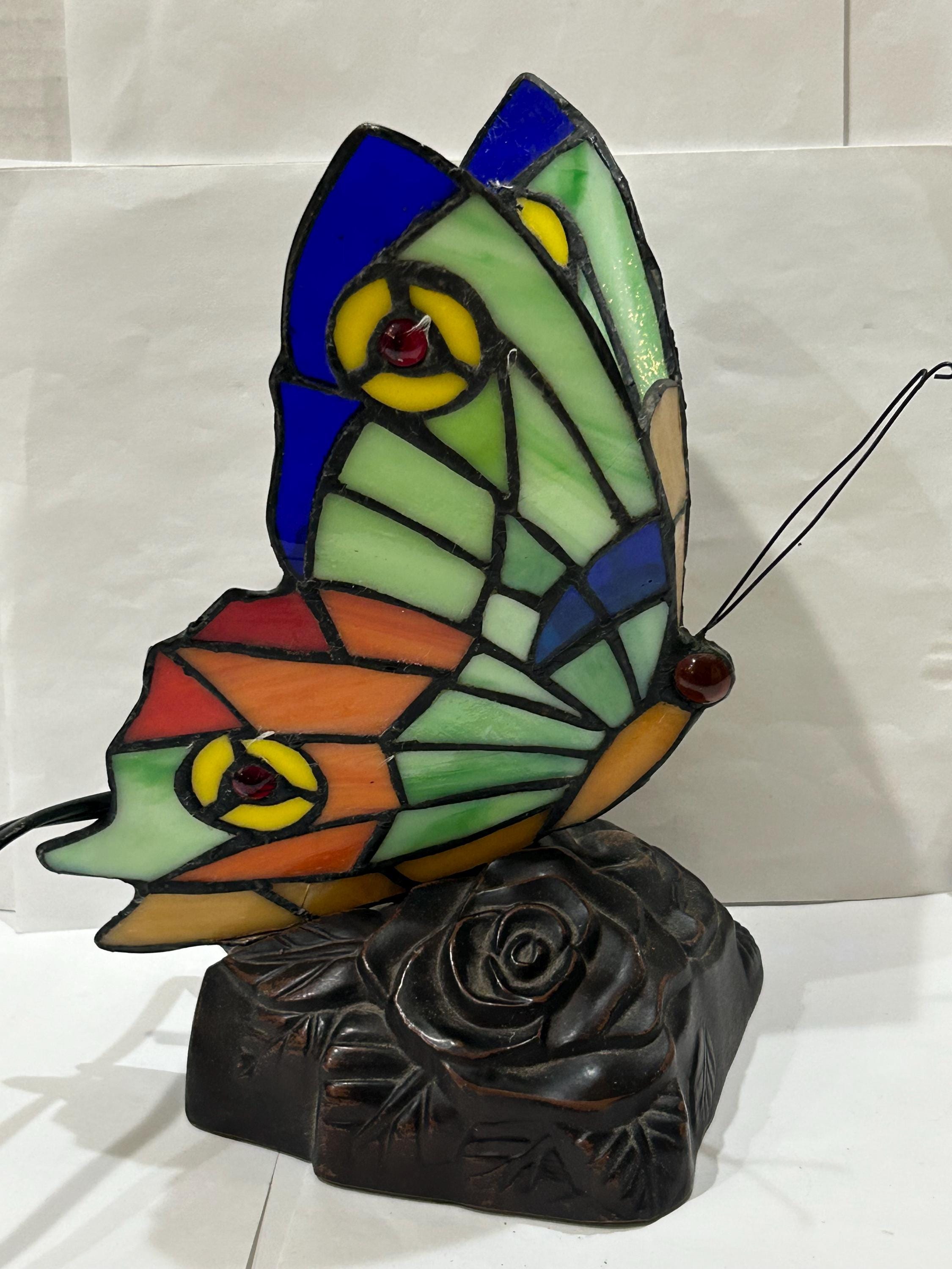 Vintage Tiffany Style Butterfly Lamp 9.5” Tall - Etsy