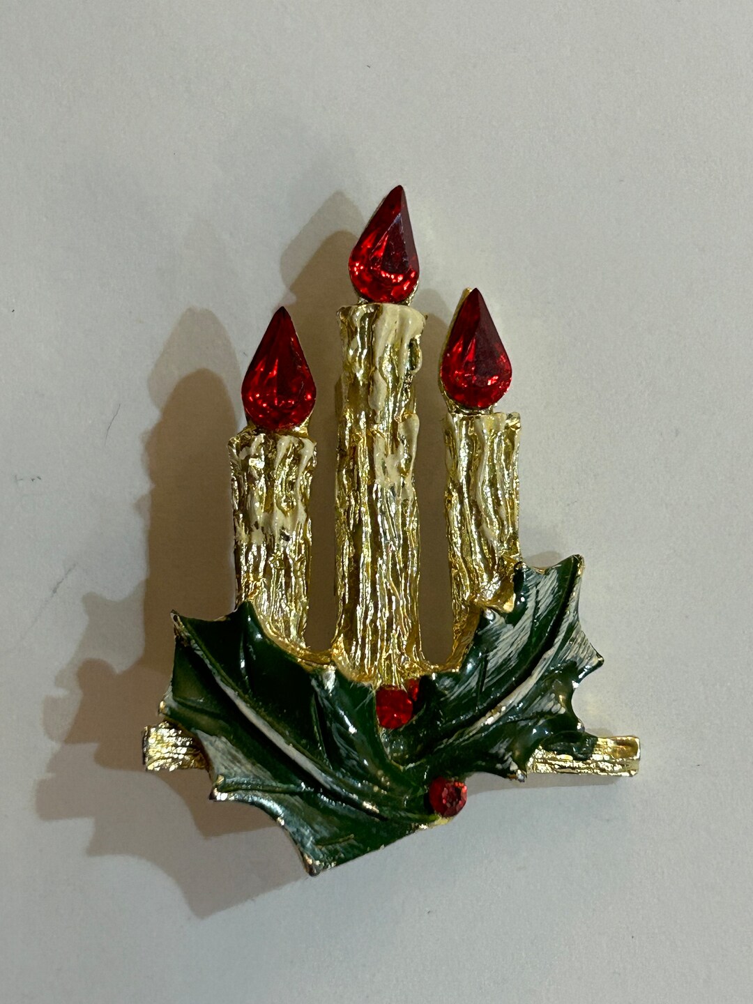 Vintage Christmas Holiday Candle Brooch Pin Etsy
