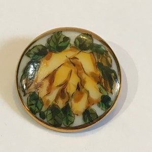 Vintage Porcelain Flower Pin Brooch