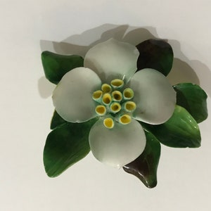 Vintage Porcelain Flower Pin Brooch