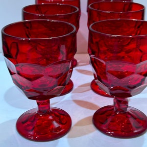 Vintage Viking Red Glasses set of 6 Goblets