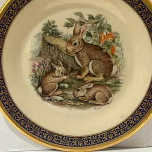 Vintage Lenox Ceramic Woodland Series Cottontail Rabbits Plate 10.5” Diameter