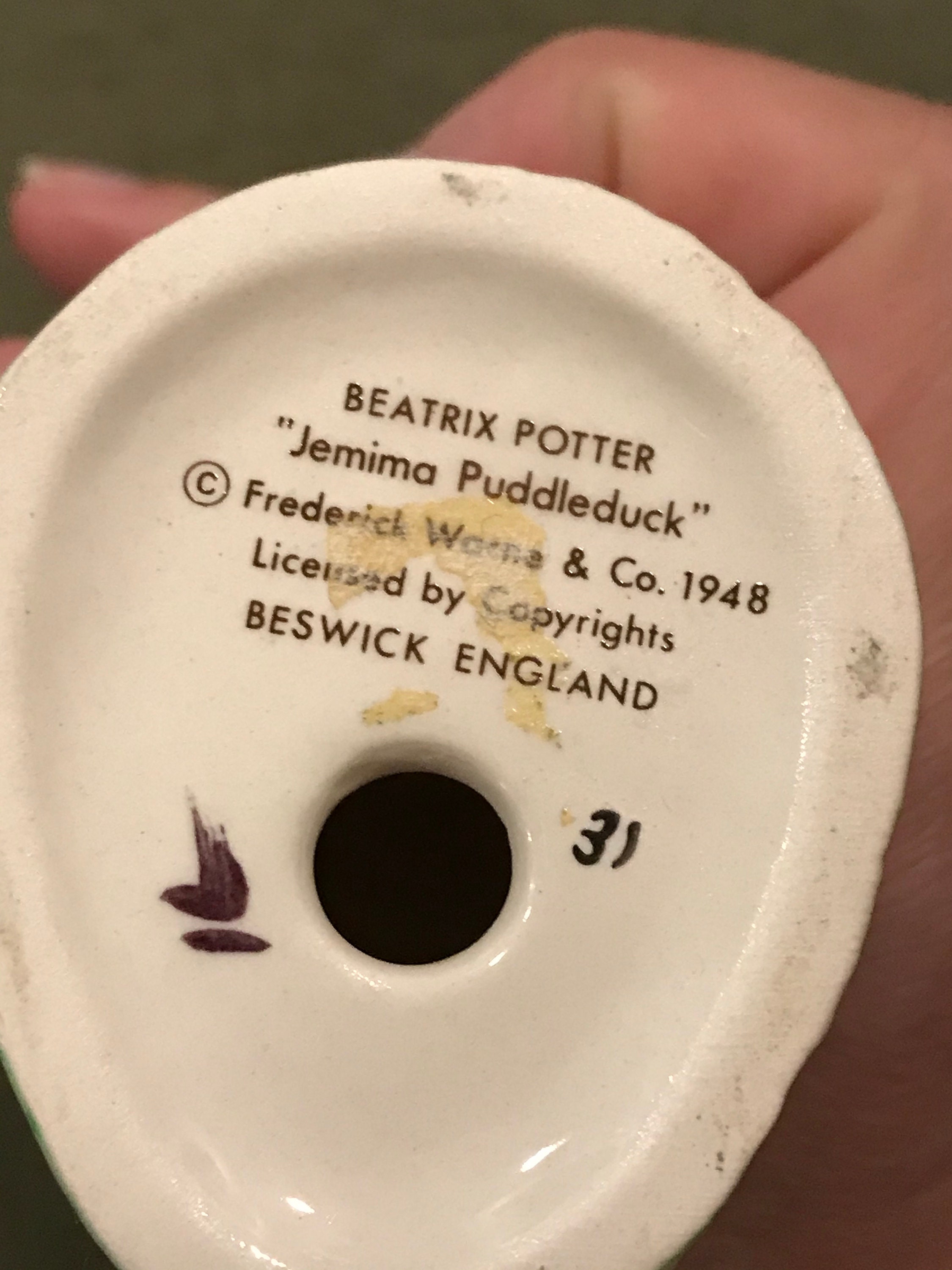 Beatrix Potter Jemima Puddleduck Duck Beswick England Vintage