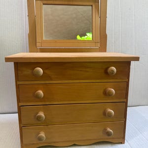 Vintage Handmade Wooden Small Dresser with Mirror