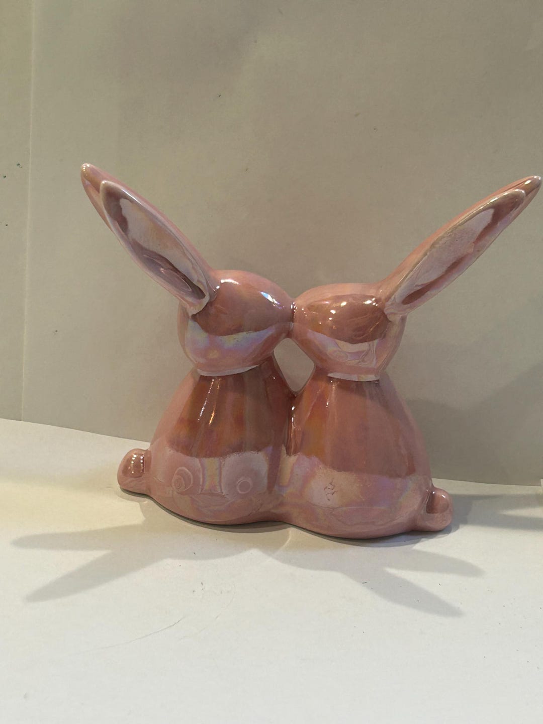 Pink Rabbit Ceramic Tree Vintage Ceramic Glossy Iridescent Pink Bunny Rabbit Easter Decor - Etsy
