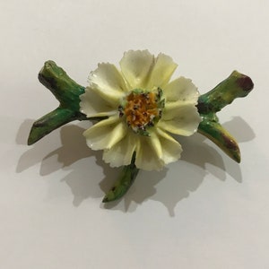 Vintage Porcelain Flower Pin Brooch