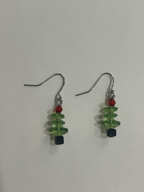 Vintage Christmas Tree Pine Tree Holiday Earrings