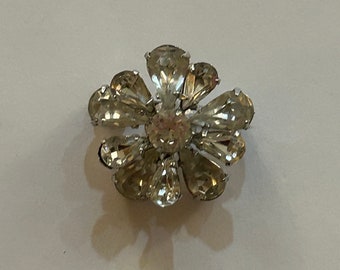 Vintage Rhinestone Flower Brooch Pin