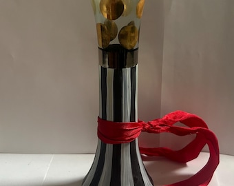 Vintage MacKenzie Childs Striped Polka Dot Circus Vase