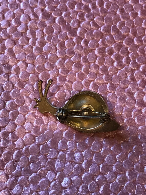 Vintage 1960s Snail Purple and Green  Brooch Pin - image 3