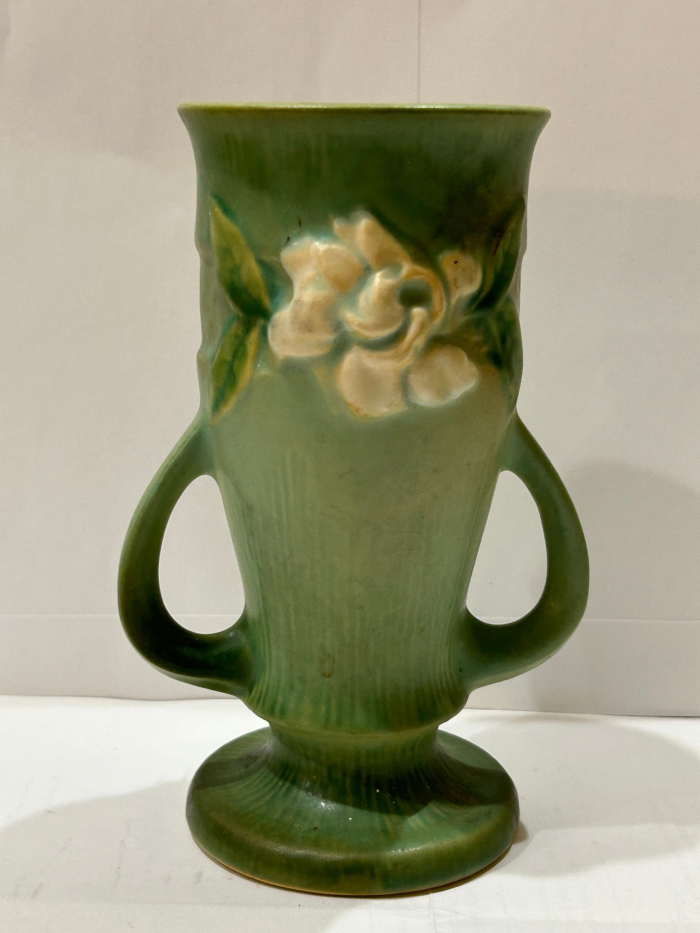 Vintage Roseville Gardenia Matte Sage Green Art Pottery Vase #6826