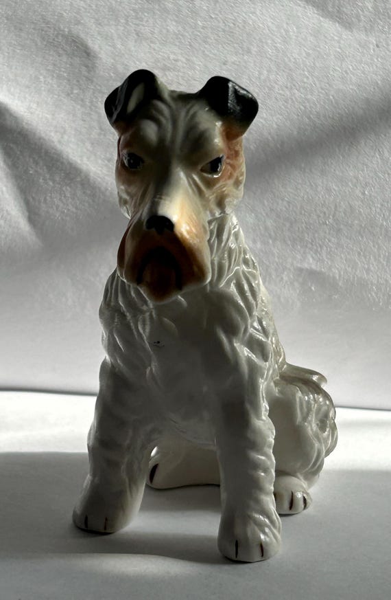 Vintage Ceramic Wire Fox Terrier Lefton 3.5” Figurine Schnauzer - Etsy