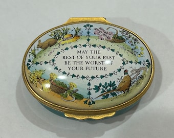 Vintage Porcelain Halcyon Days Enamel Trinket Box