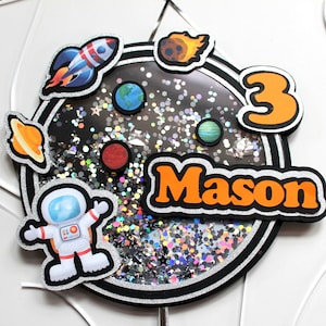 Outer space cake topper, First trip around the sun cake topper, outer space birthday decorations, astronaut birthday decor, astronaut topper