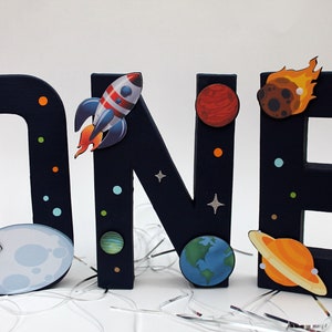 Outer space numbers, outer space letters, space numbers, first trip around the sun, astronaut one letters, personalized space letters.